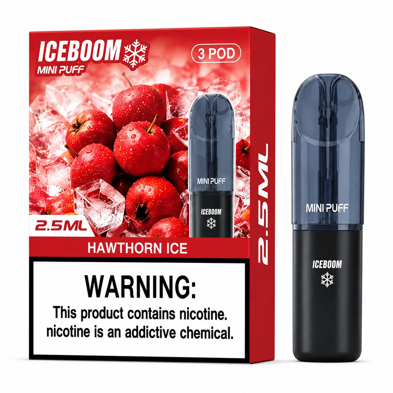 ICE BOMB Pod Vape Kit – Variable 6-10W Device + ICEBOOM Mini Puff Pods (2.5mL, 27 Flavors) - Image 3