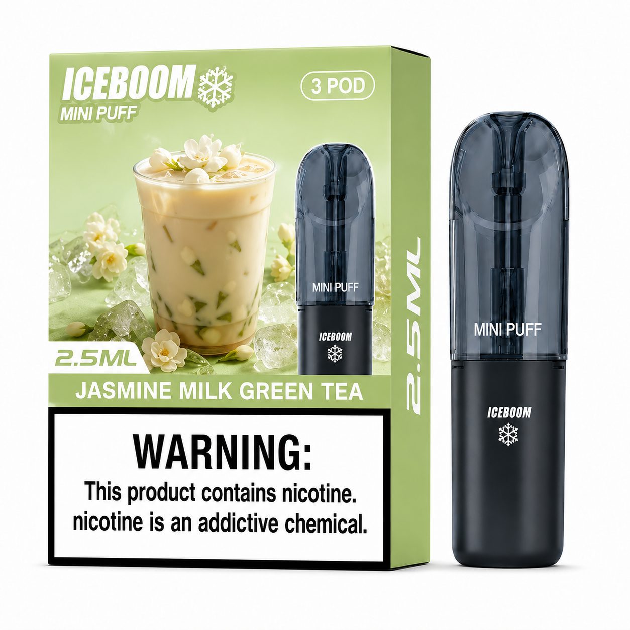 ICE BOMB Pod Vape Kit – Variable 6-10W Device + ICEBOOM Mini Puff Pods (2.5mL, 27 Flavors) - Image 5