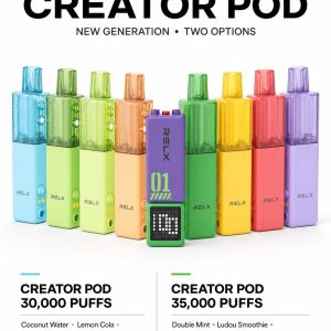 RELX Creator Pod 35,000 puffs refill pods - flavor lineup