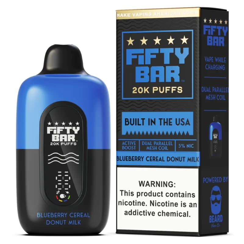 Fifty Bar 20K Blueberry Cereal Donut Milk disposable vape
